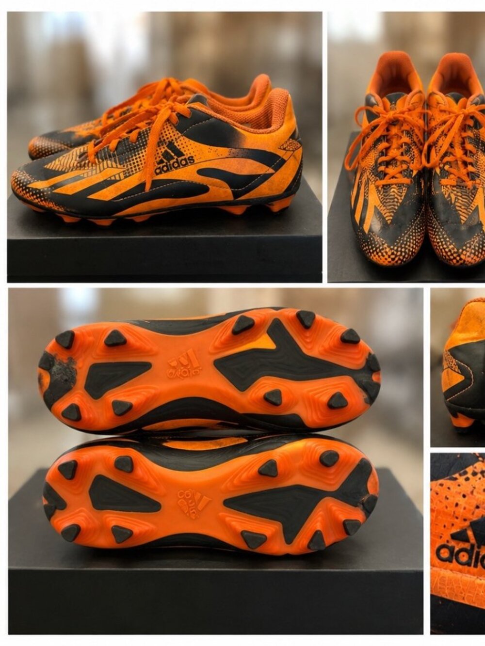 Adidas, Kids 5.5, Orange Messi Soccer Shoes